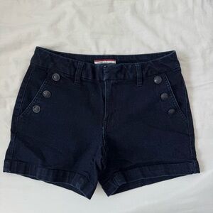 Vintage Tommy Hilfiger Women's Navy Blue Button-Detail Shorts Size 0